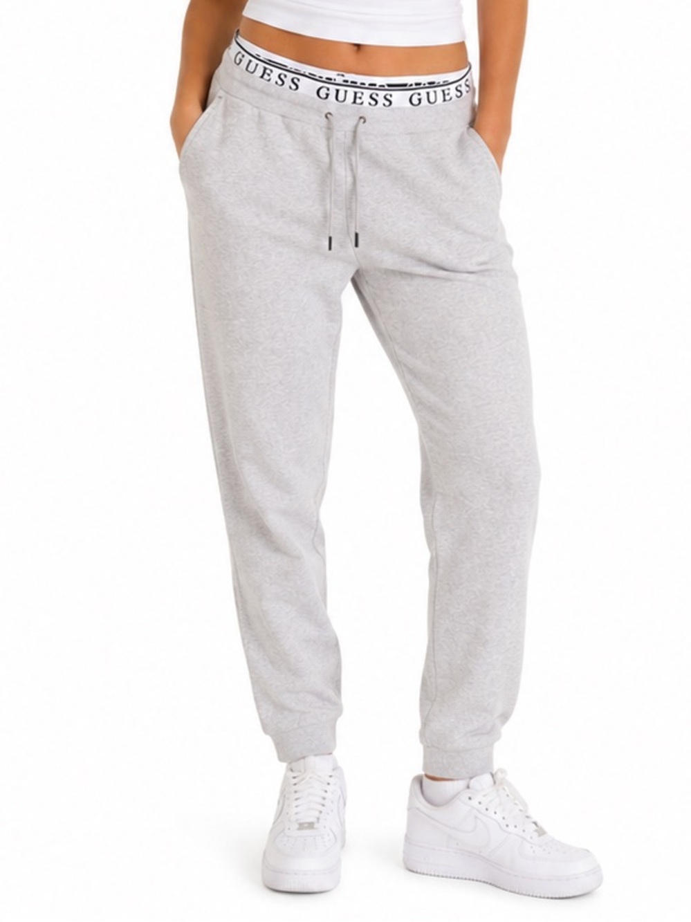 GUESS Light Grey Logo Waistband Joggers